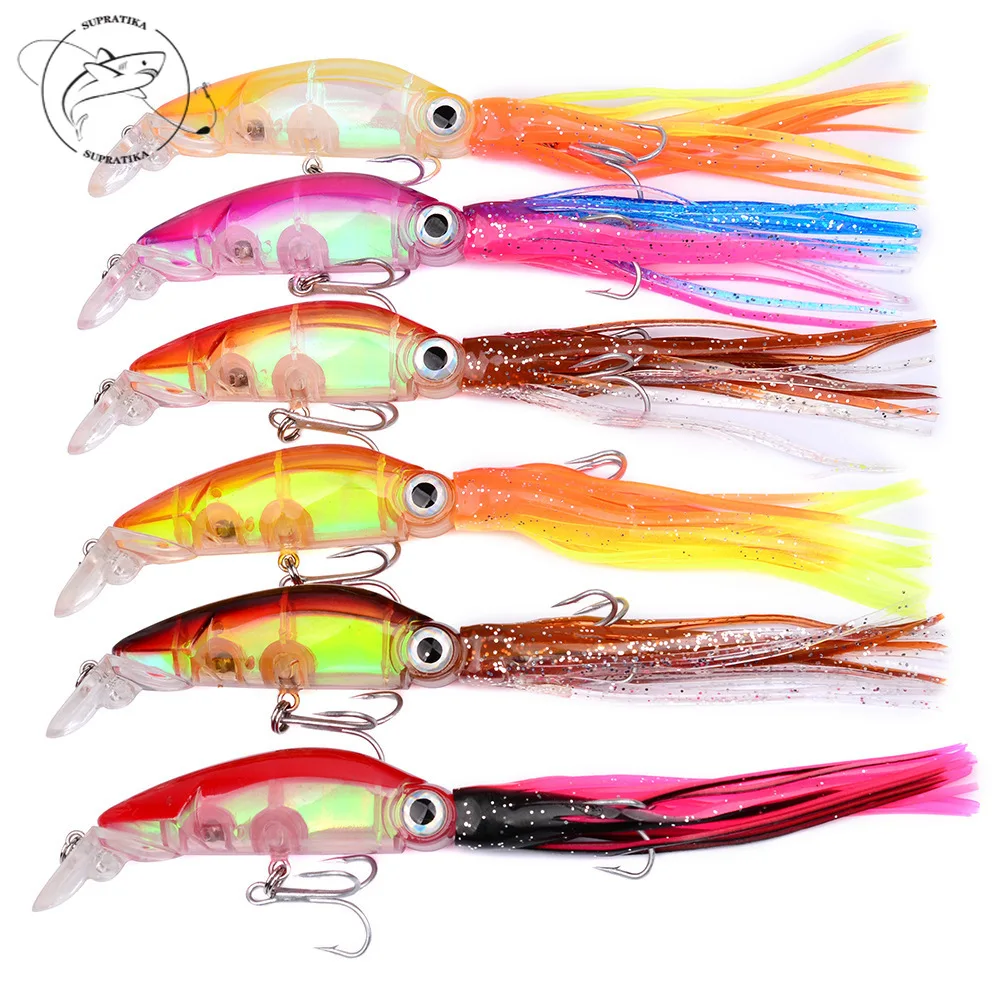 1Pcs 22g/12cm Minnow Fishing lure Squid bait 6 Color High Carbon Steel Hook Octopus Crank For Artificial Tuna Sea Allure Tool | Спорт и