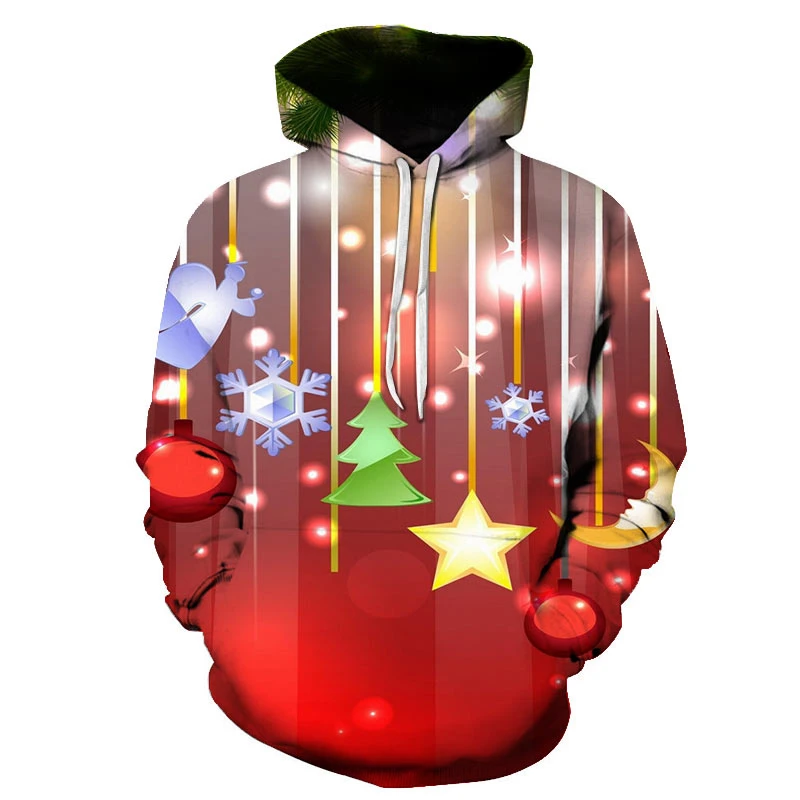 Новая мода 3D с длинными рукавами Рождество Харадзюку принт мультфильм милые пуловеры топы с капюшоном Женская толстовка с капюшоном топы уличная
