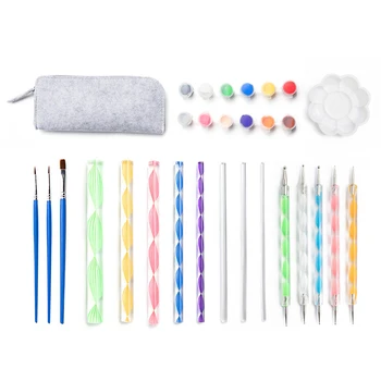 

Mandala Dotting Tools Stencil Set Paint Brushes and Tray Supplies Kit for Painting Rocks Coloring Art Drawing 34Pcs