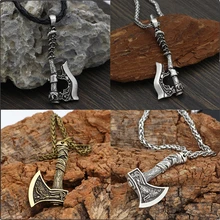 Axe Pendant Rope Jewelry Charm Symbol Amulet Norse Wolf Viking Raven Nacklace Celtic
