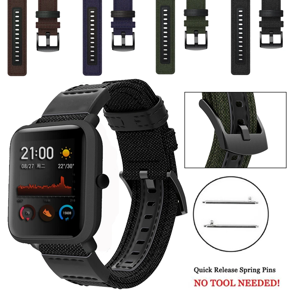 20 мм тканый нейлоновый ремешок для часов Huami Amazfit GTS GTR 42 сменный холщовый Ремешок