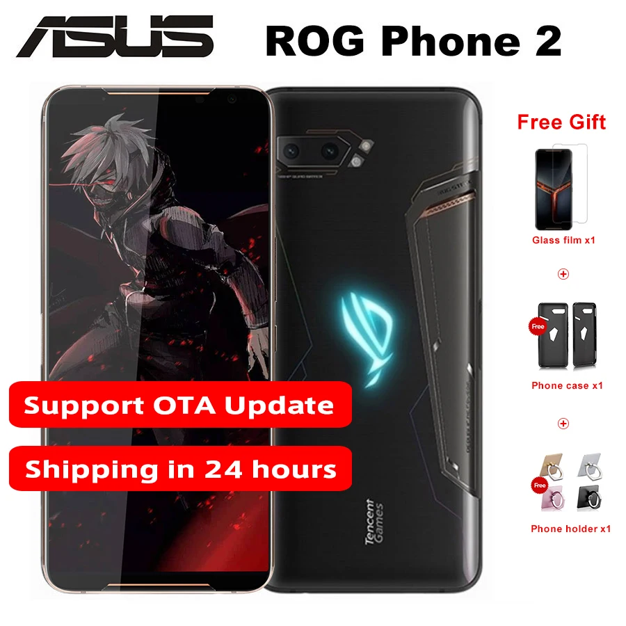 Новый мобильный телефон Asus ROG Phone 2 6 59 дюйма 8 Гб ОЗУ 128 ПЗУ Snapdragon 855 + NFC phone II ZS660KL 6000