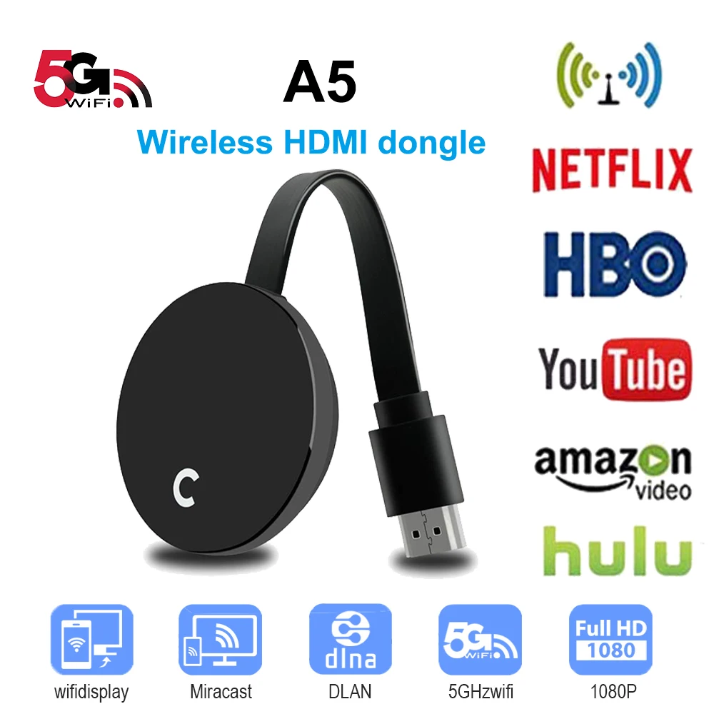 

HBO netflix airplay miracast hdmi wireless display receiver mirascreen 5G Wifi hdmi dongle mirror screen TV stick cast Android