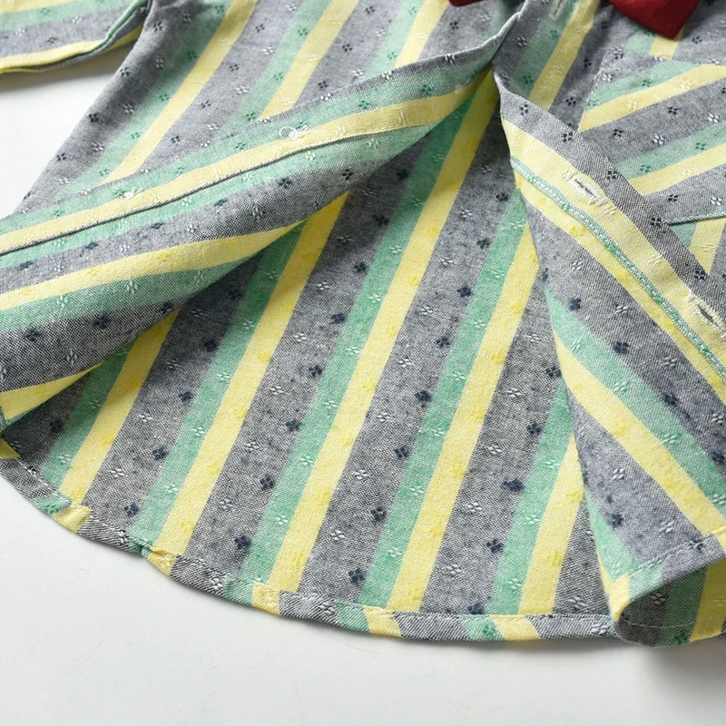 Tem doger/рубашка для маленьких мальчиков г. Весенние Рубашки для маленьких мальчиков рубашки в полоску высокого качества для малышей Топы для новорожденных, блузка bebes