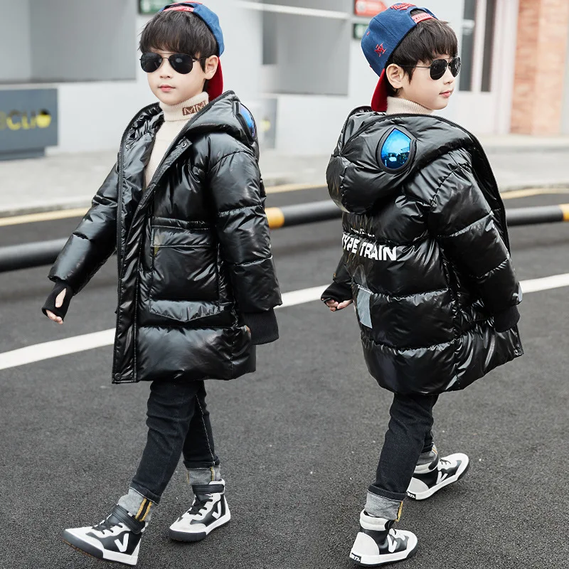 Christmas Costumes For boys Teen Children Clothing Long Silver Jacket Baby boy Clothes Coat Snowsuit Outerwear Parka Snow Wear