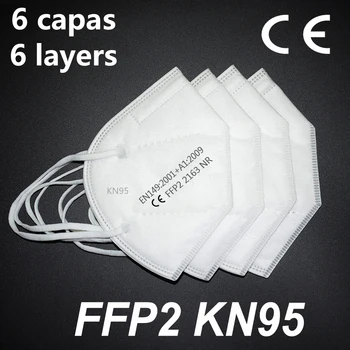 

FFP2 mask 20PCS KN95 Face mask mascarillas 6 Layer dustproof Reusable Waterproof Protective mouth face mask Fast delivery