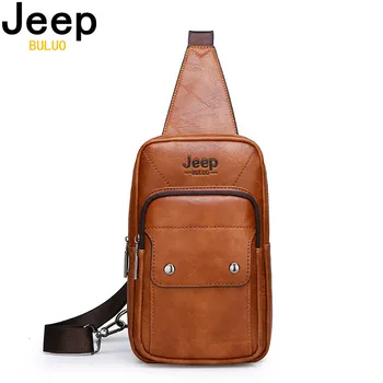 

JEEP BULUO Brand Men Leather Crossbody Sling Bags For Young Man Teenagers Students Man's Bag Fashion New Causual Cool Bags