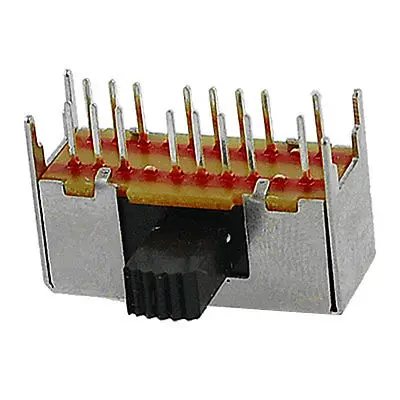 10 шт. Панелей PCB 16 Pin 3 позиции 4P3T небольшой ползунковый Переключатель боковой ручка 0.5A с алюминиевой крышкой, 50В DC
