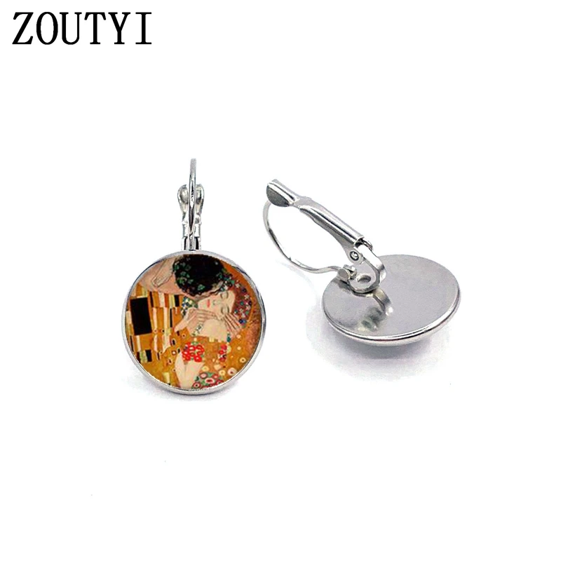 /Новые Гламурные Винтажные серьги Klimt kiss, Выпуклое стекло инкрустированные серьги, женская одежда серьги ювелирные подарки