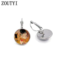 /Новые Гламурные Винтажные серьги Klimt kiss, Выпуклое стекло инкрустированные серьги, женская одежда серьги ювелирные подарки