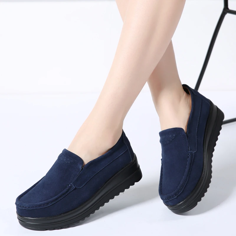 Otoño 2019! Zapatos planos plataforma mujer, mocasines antideslizantes gamuza de cuero, zapatillas de deporte cómodas para mujer, zapatos para mujer 329|women flats|slip-on womenwomen moccasins - AliExpress