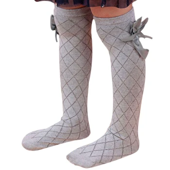 

Girls Kid High Socks Lovely Bow Knee Stockings Age 3-10Y grey