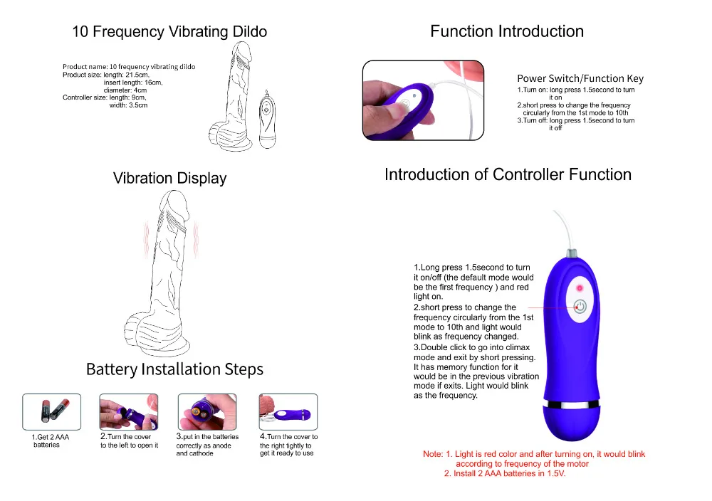 迪恩十频震动阳具-背面-英文