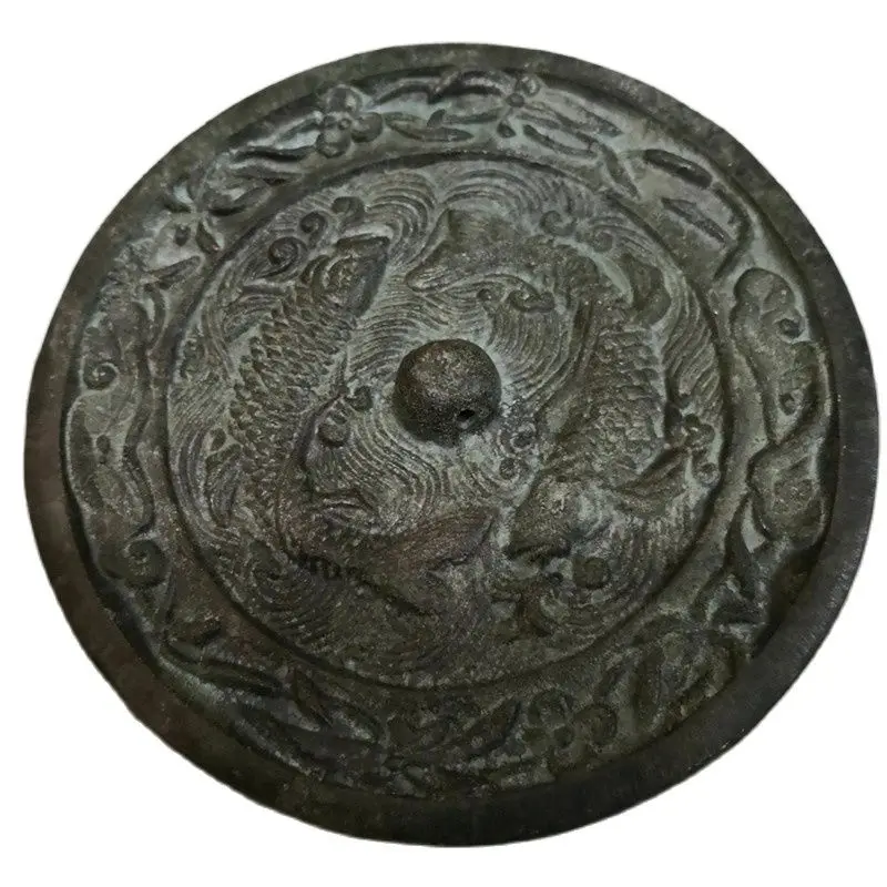 

China Old Bronze Old Feng Shui Bronze Mirror Double Fish Mirror