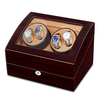 

JQUEEN 4 Automatic Watch Winder with 6 Storage Case 5 Working Modes Ebony Wood