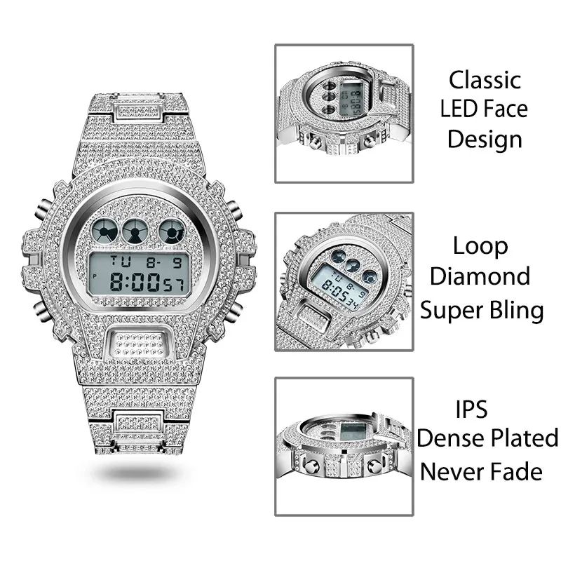 Новинка, мужские часы MISSFOX G style Shock, Топ бренд, Роскошные, Rolexable, цифровые часы для мужчин, с бриллиантами, мужские часы, хип-хоп, Iced Out, часы