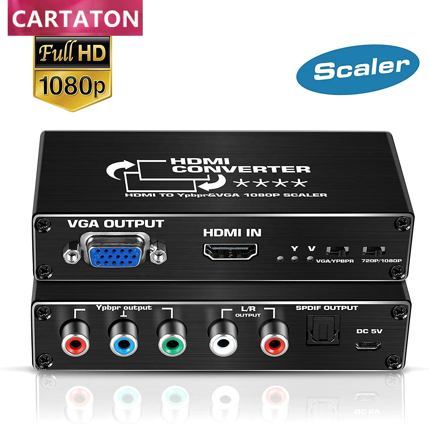 

HDMI to 1080p YPbPr RGB 5RCA Component Scaler Converter Video VGA Converter Adapter with Optical and R/L Audio Output for PC PS4