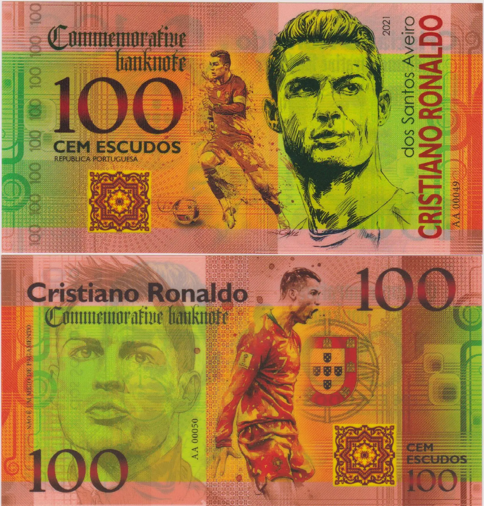original 2021 portugal 100 escudo cristiano ronaldo plastic banknote football note not currency money brand new collectibles gold banknotes aliexpress