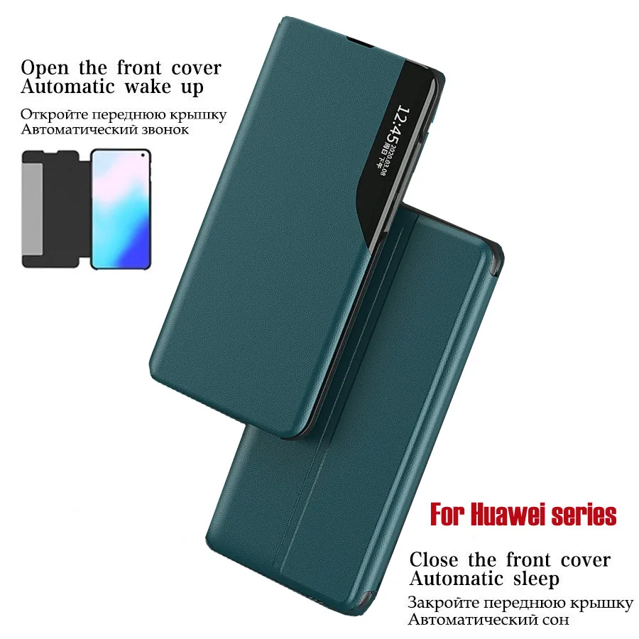 

Magnetic Smart View Window Flip Phone Case for Huawei P20 P40 P30 Lite Mate 30 Pro Magic 3 Pro+ Honor 9C 10 Lite PU Leather Case