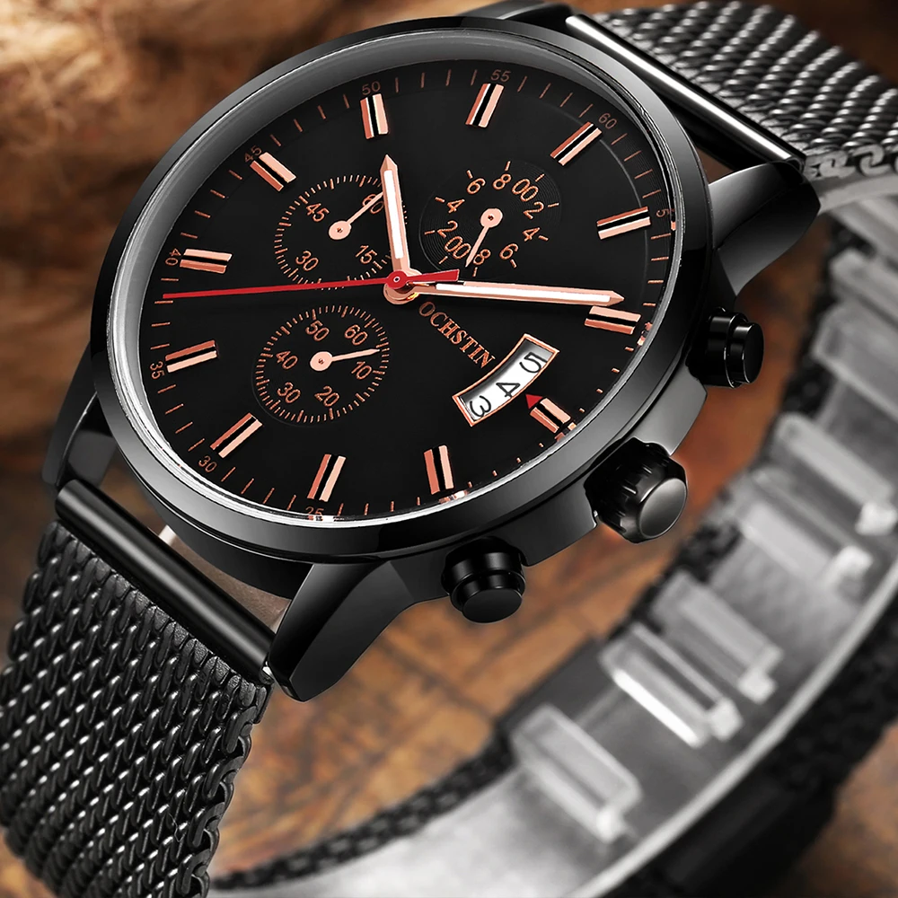 OCHSTIN Quartz Wristwatch Men Military Pilot Watch Sports Watches Male Waterproof Stainless Steel&Nylon Men's Relogio Masculino