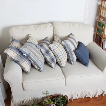 

40x30/40/45/55cm Mediterranean cotton linen blue striped cushion cover lumbar pillow cover sofa throw pillow case indoor