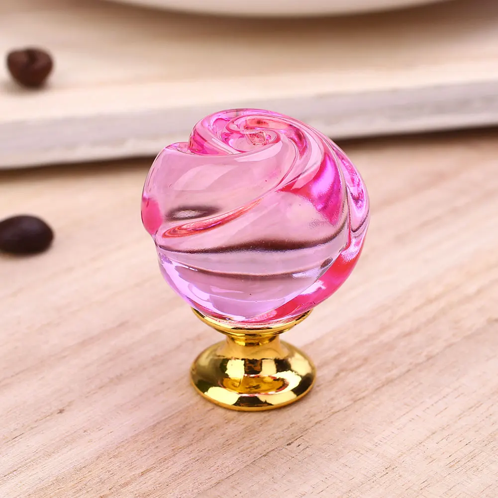 30MM Crystal Rose Door Knobs Cupboard Cabinet Handle Pull Home Kitchen Decor