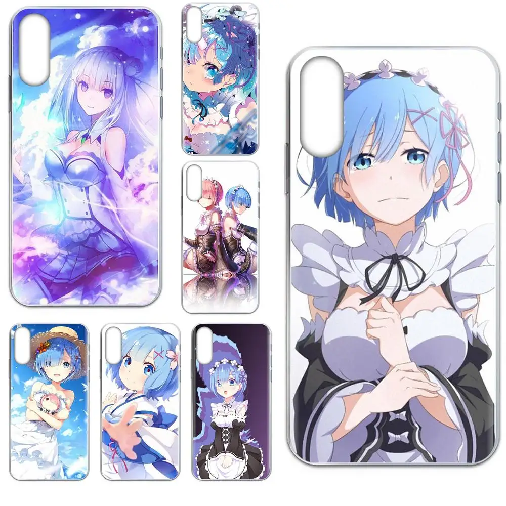 Аниме Rem Re Zero Emilia для iPhone 11 Pro 4 4S 5 5S SE 5C 6 6S 7 8X10 XR XS Plus Max силиконовые прозрачные чехлы