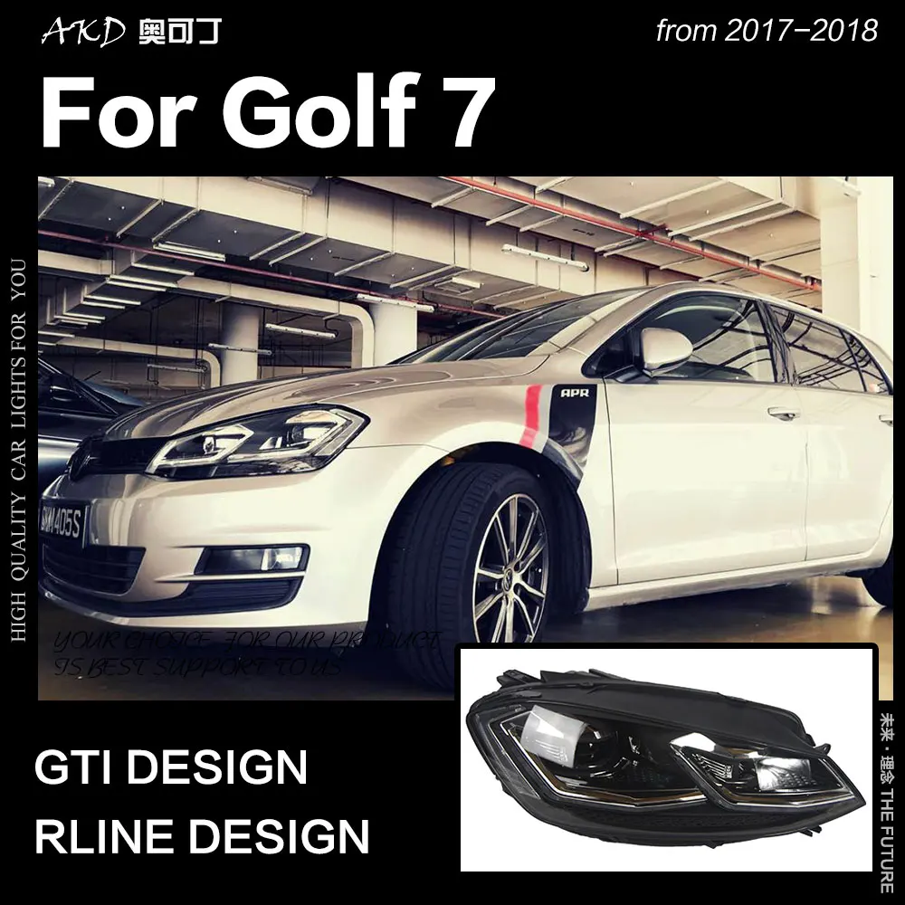 АКД стайлинга автомобилей для VW Golf 7 MK7 светодиодный фар Golf7.5 r образный дизайн LED DRL