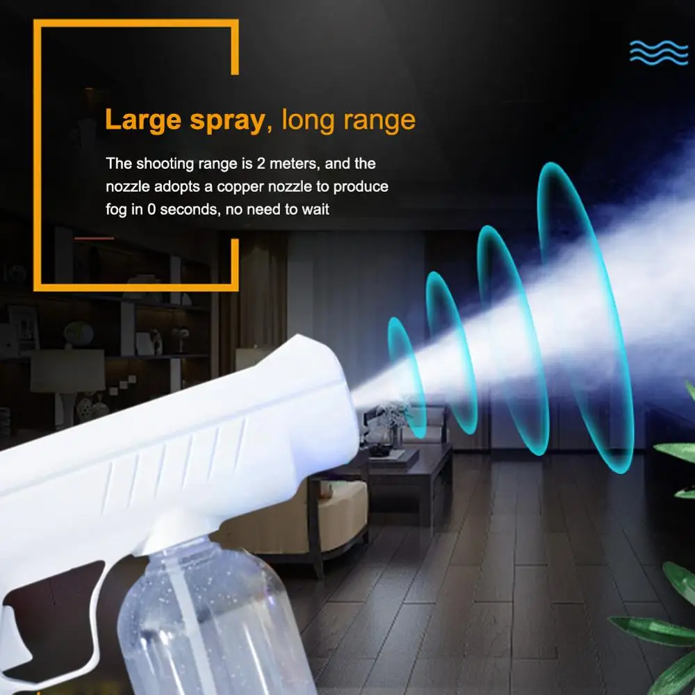Rechargeable Electrostatic Battery Fogger Machine Portable Sprayer Gun wireless chargeing Nano Blue Ray Atomizer Office School-2