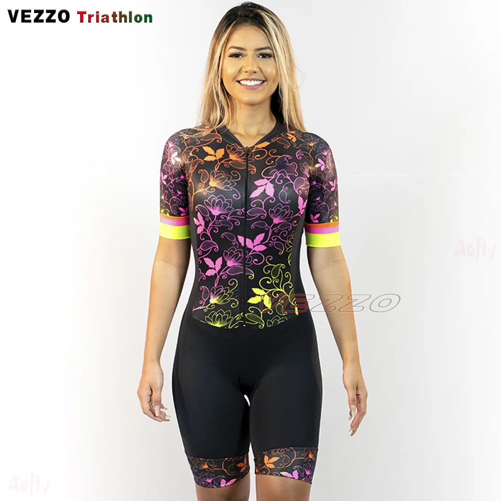 

VEZZO Women's Clothing Short Monkey Cycling Triathlon Set With Gel Grey Lycra Anti-UV