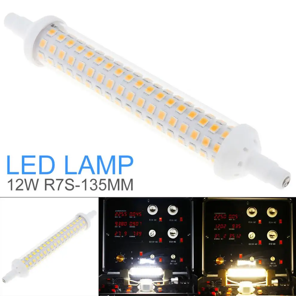 

Dimmable 12w 220V-240v R7S LED lamp 1000LM 144 LEDs 135mm Horizontal Plug Bulb For Floodlight Lawn light