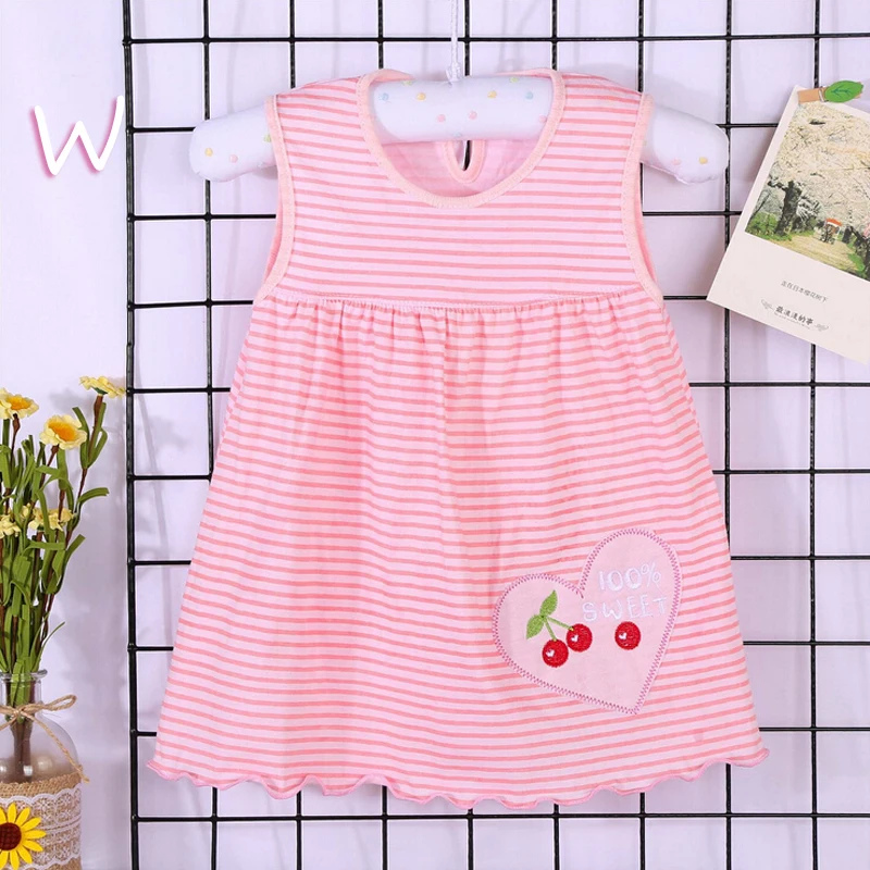 Г. Милое платье для маленьких девочек, Vestido infantil хлопковые платья трапециевидной формы без рукавов Повседневная одежда мини-принцессы от 0 до 24 месяцев - Color: W