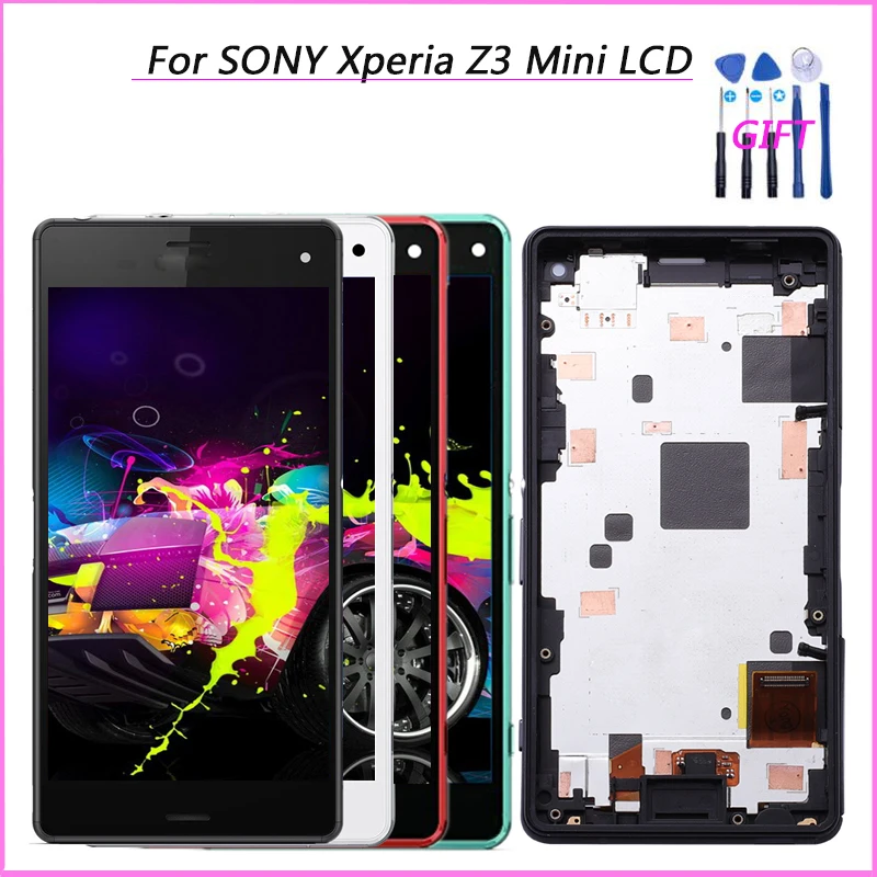 Протестирован для sony Xperia Z3 Compact ЖК дисплей сенсорный экран с рамкой Z3Mini D5803 D5833 mini