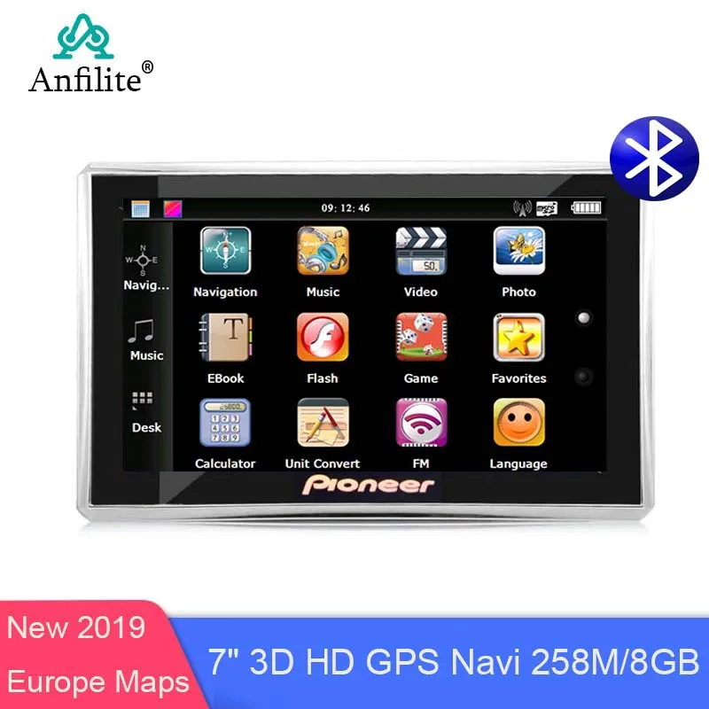 

Anfilite 7 inch Car GPS Navigation Bluetooth AVIN FM 2019 Europe Map Free Upgrade satellite Automobile/Truck Gps Navigators