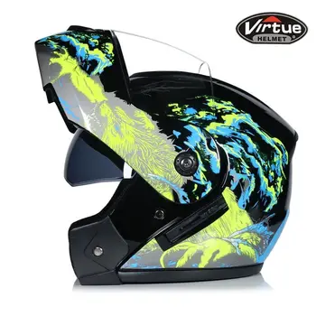 

Racing Motocross Helmets Modular Dual Lens Motorcycle Helmet Full Face Safe Helmet Flip Up Cascos Para Moto