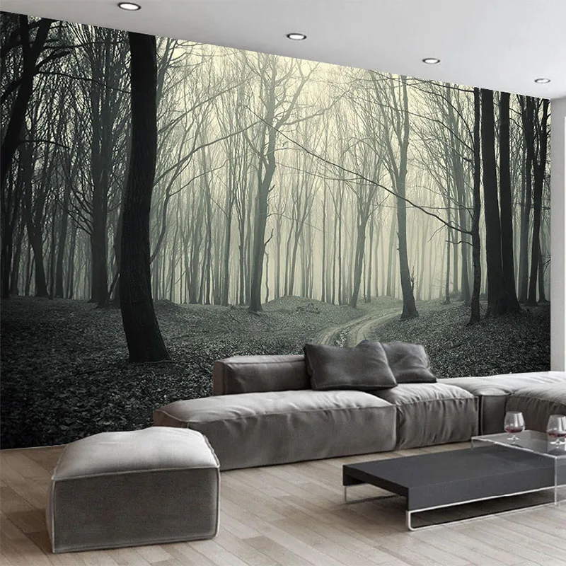 

Dropship 3D Wallpaper Retro Foggy Forest Tree Photo Mural TV Sofa Restaurant Creative Wall Paper For Walls 3D Papel De Parede