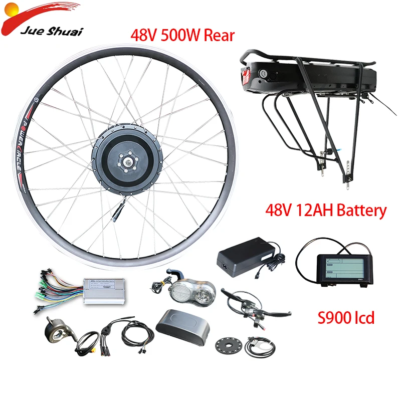48V 18AH задний стеллаж электрический велосипед с батареей конверсионный комплект 48V 500W задний мотор колесо с ЖК-дисплеем Ebike аксессуары для электрического велосипеда - Цвет: 48V 12AH S900 Rear