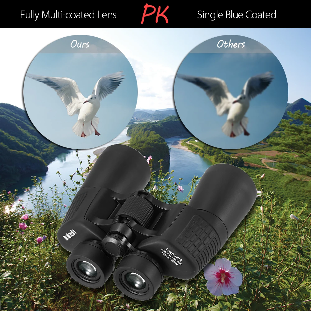 10x50 High Powered Binoculars Outdoor Sport Multi-coated Wide Angle Binoculars Telescope for Hunting Camping Bird Watching