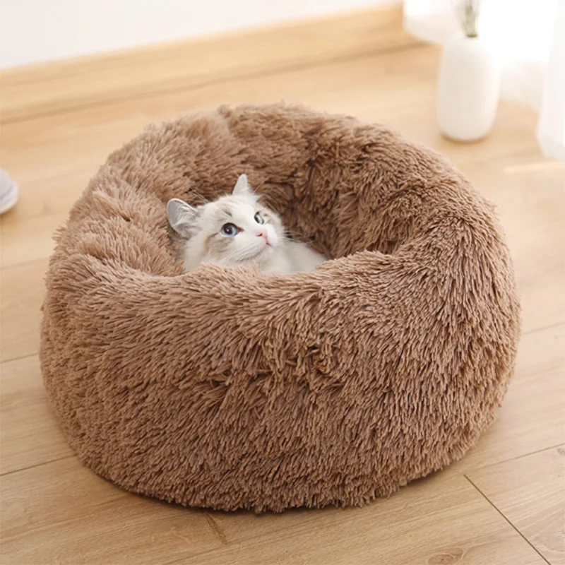 ПЭТ мягкое плюшевое круглое спальное место для питомца пончик подушка для собак кошек кровать осень и зима теплая кровать можно стирать машинной кровати LBShipping