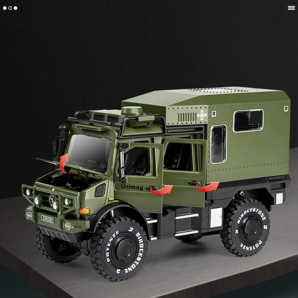 1:28 Unimog U5000 Rv Orv Off-road Vehicle Motorhom Alloy Car