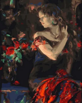 

Unframe diy oil picture oil paintings by numbers figure painting paint by number for home decor 4050cm flower with lady