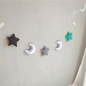 

5pc Window Decoration Moon Cloud Star Nice Garland Party HQ Dorm Hanging Wall Hotel Decoration Kid's Bedroom Blue Yellow White