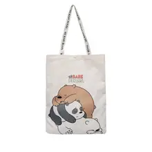 Милая мультяшная Холщовая Сумка с принтом «Мы Голые Медведи», Женская Большая вместительная сумка, большая сумка для покупок, милая Экологичная сумка на плечо