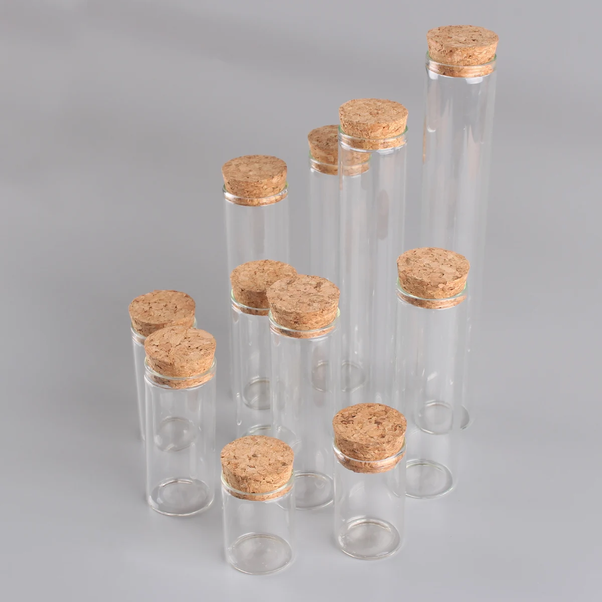 Glass Test Tubes 12 pieces/lot 15ml-60ml With Cork Stopper for Art DIY Crafts