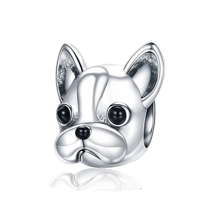 

XiaoJing 925 Sterling Silver Loyal Partners French BULLDOG Doggy Animal Beads fit Pandora Women Charm Bracelets Dog DIY Jewelry