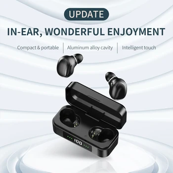 

2020 New TWS Lightweight Stereo Mini Earphone Bluetooth Tounch Control Wireless headphones with Protable Charging Cabin