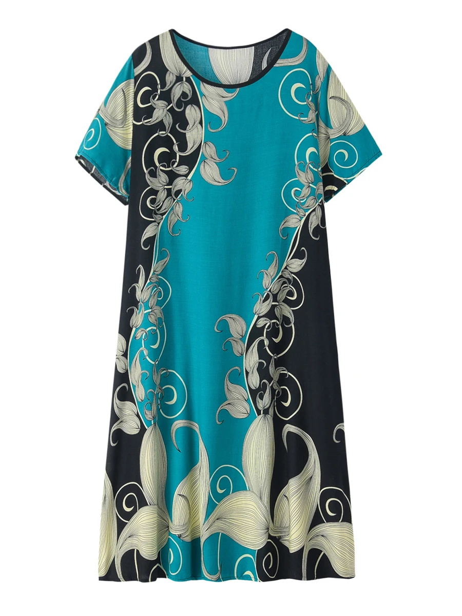 Plus Size Short Sleeve Floral Patterned Maxi Dress