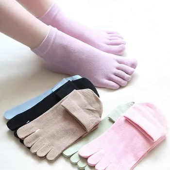용수철 가을 단색 발목 코튼 양말, 여성 소녀 비즈니스 캐주얼 짧은 양말, 5 손가락 양말, 5 켤레