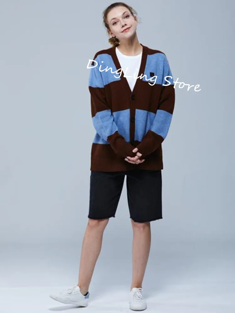 Fashion Stripes Women Knitted Sweater Coat Lady Long Sleeve Knitwear 2020 Early Autumn Female Cardigan Face Smiley Outwear Tops |