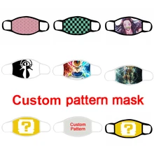 Impressão personalizada máscara facial lavável máscara de boca anti poeira tecido algodão máscara protetora reutilizável respirável máscara de coton